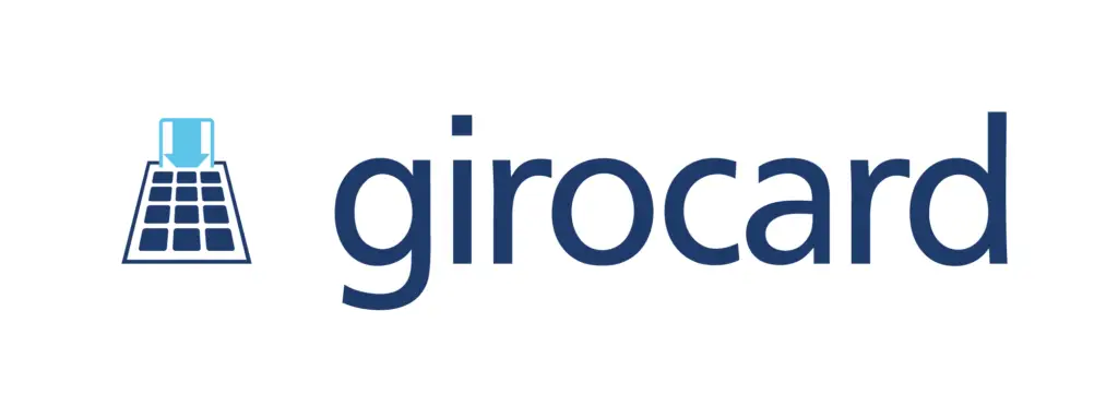 Logo der girocard, einem beliebten deutschen Zahlungssystem, das kontaktloses Bezahlen und Geldabhebungen ermöglicht.